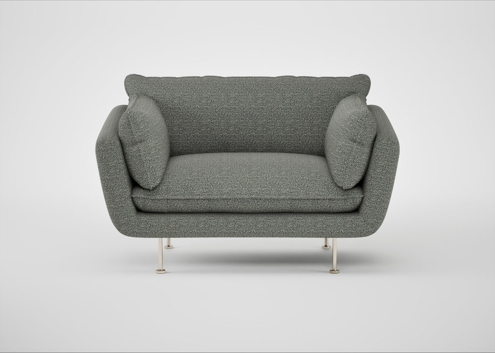 Allora Loveseat Boucle Tweed Lapis / Stainless Steel