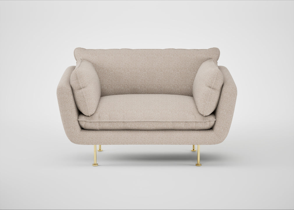 Allora Loveseat Boucle Tweed Pearl / Brass