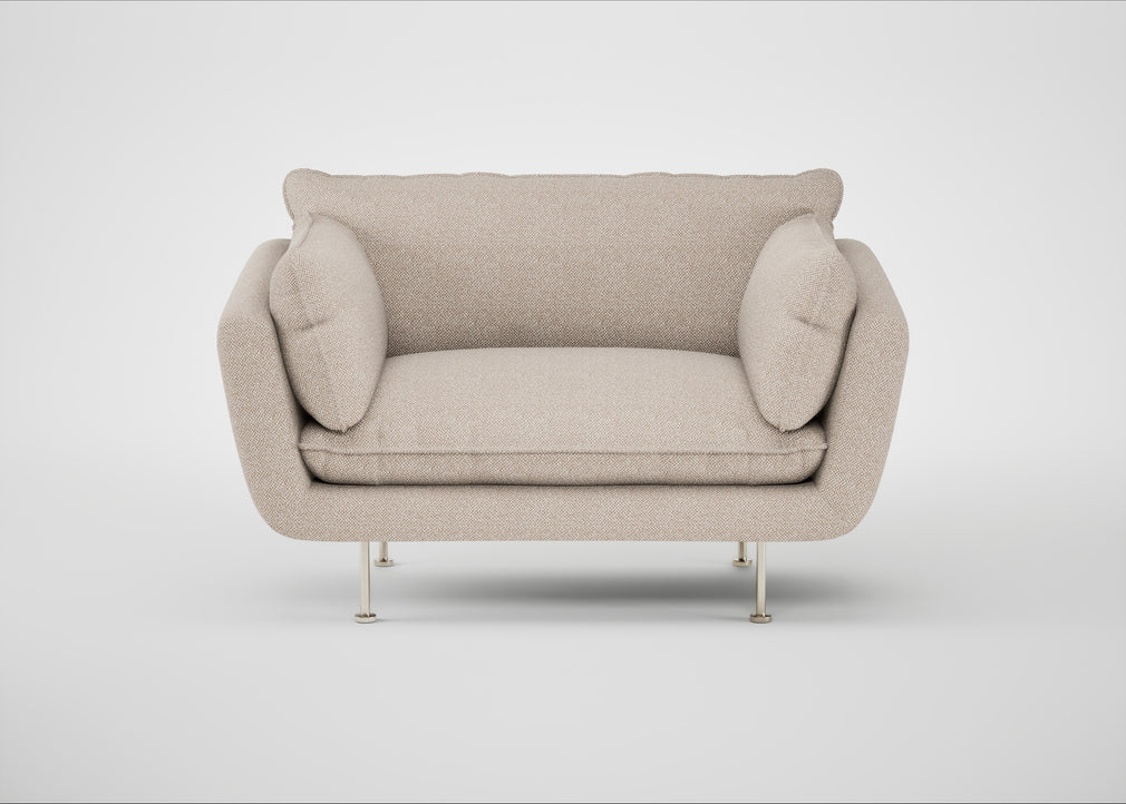 Allora Loveseat Boucle Tweed Pearl / Stainless Steel