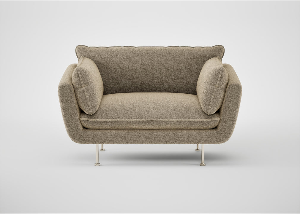 Allora Loveseat Boucle Velvet Rocky / Stainless Steel