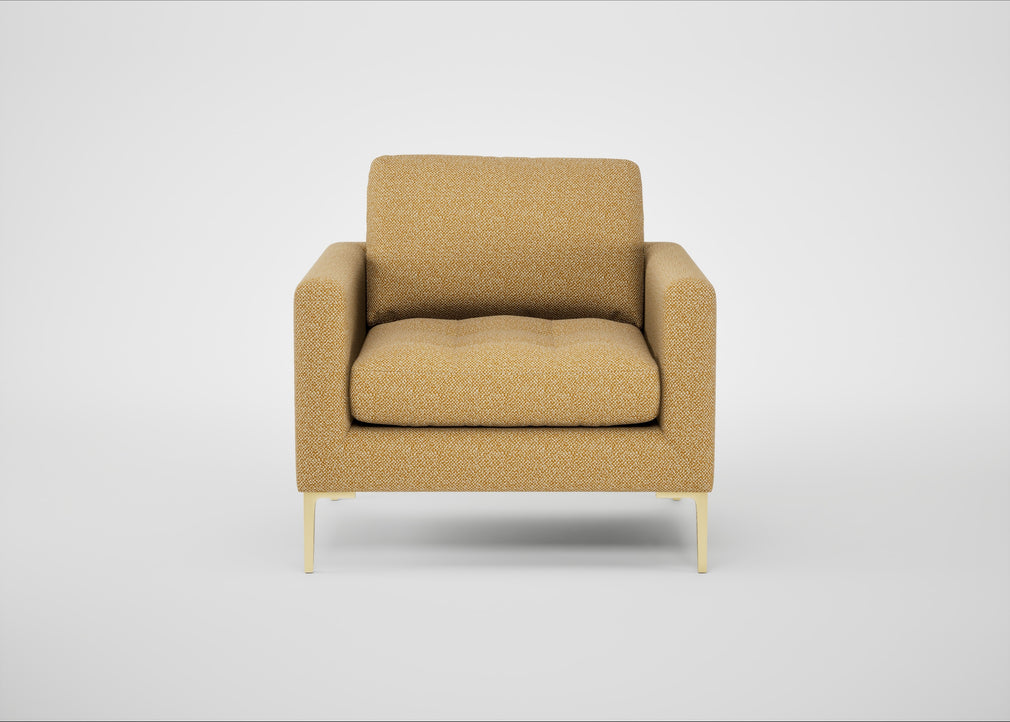 Eton Armchair Boucle Tweed Citrine / Brass