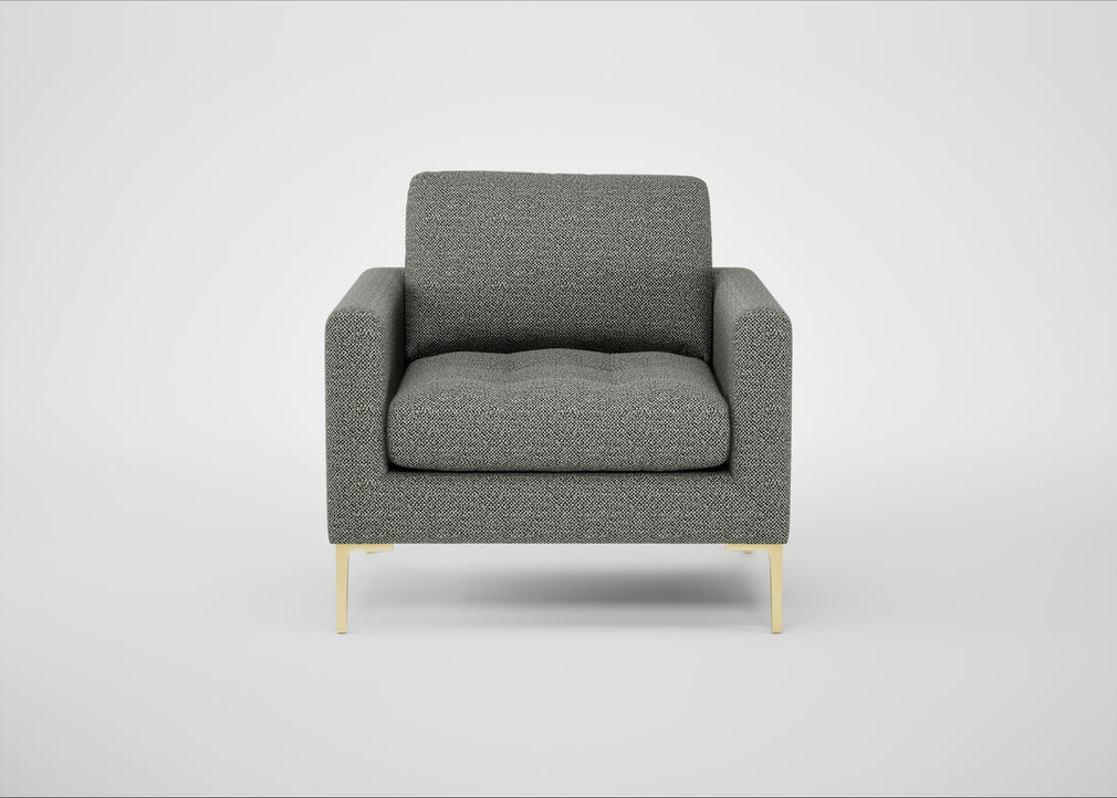 Eton Armchair Boucle Tweed Lapis / Brass