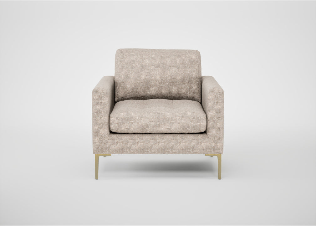 Eton Armchair Boucle Tweed Pearl / Brass