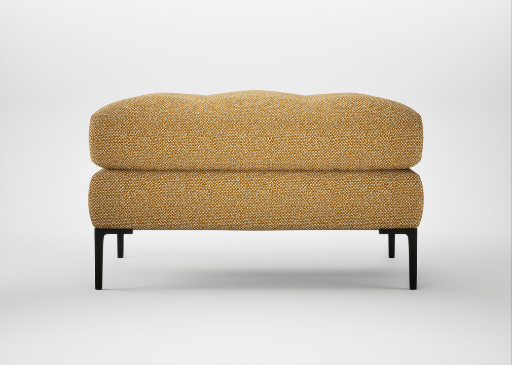 Eton Footstool Boucle Tweed Citrine / Black