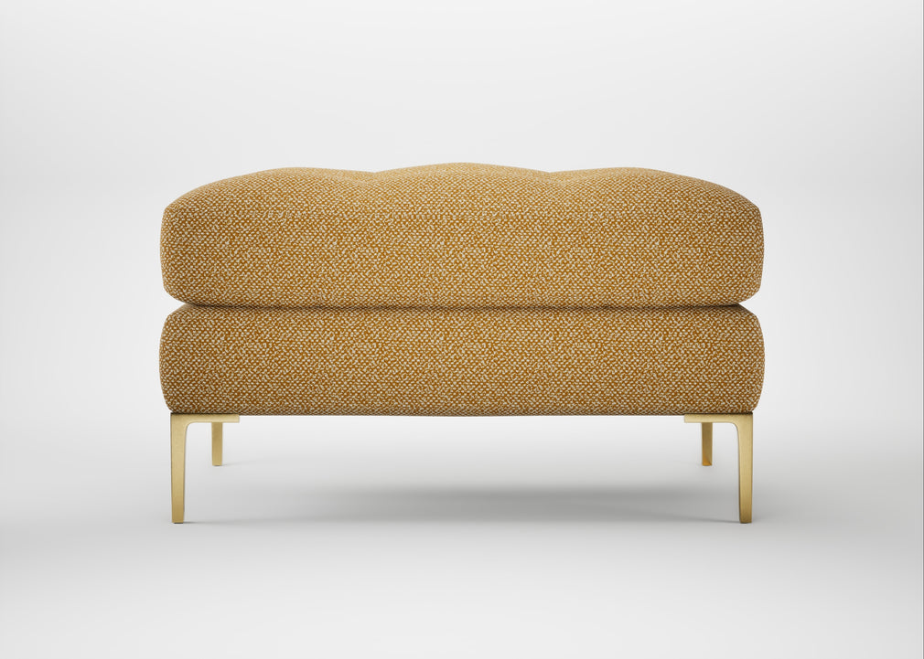 Eton Footstool Boucle Tweed Citrine / Brass