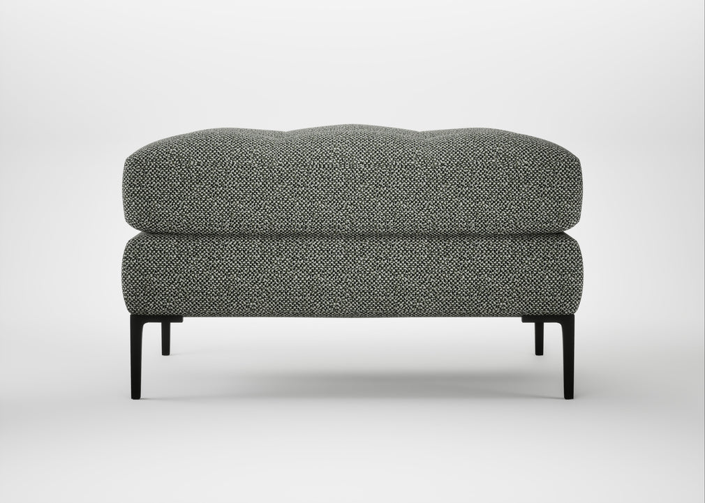 Eton Footstool Boucle Tweed Lapis / Black