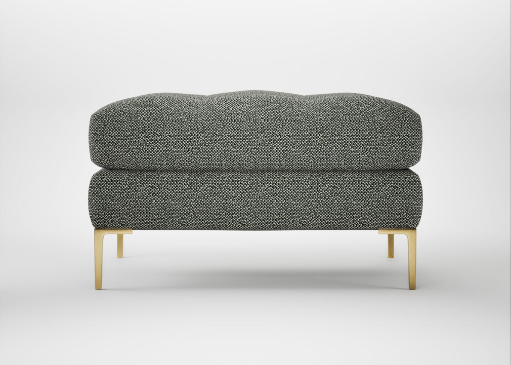 Eton Footstool Boucle Tweed Lapis / Brass