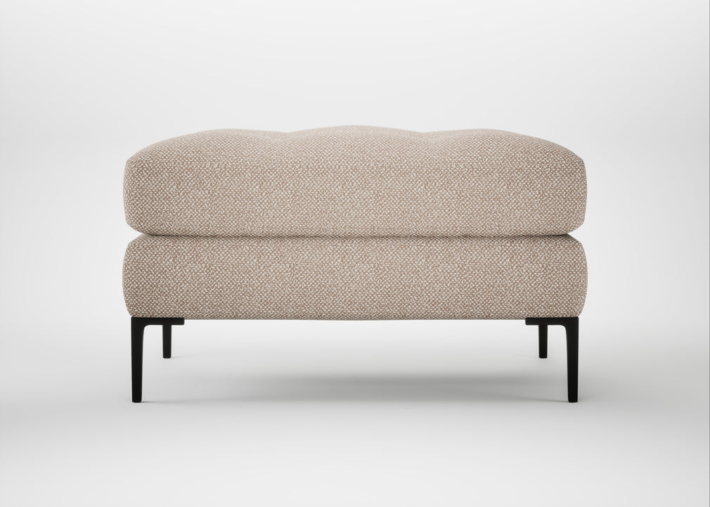 Eton Footstool Boucle Tweed Pearl / Black