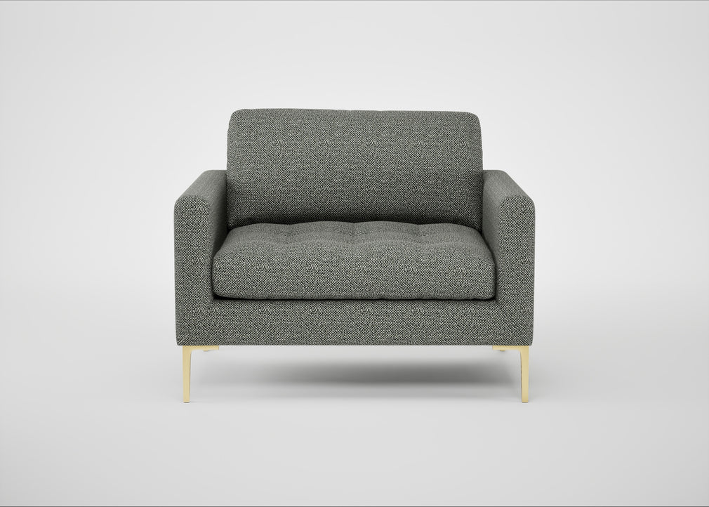 Eton Loveseat Boucle Tweed Lapis / Brass