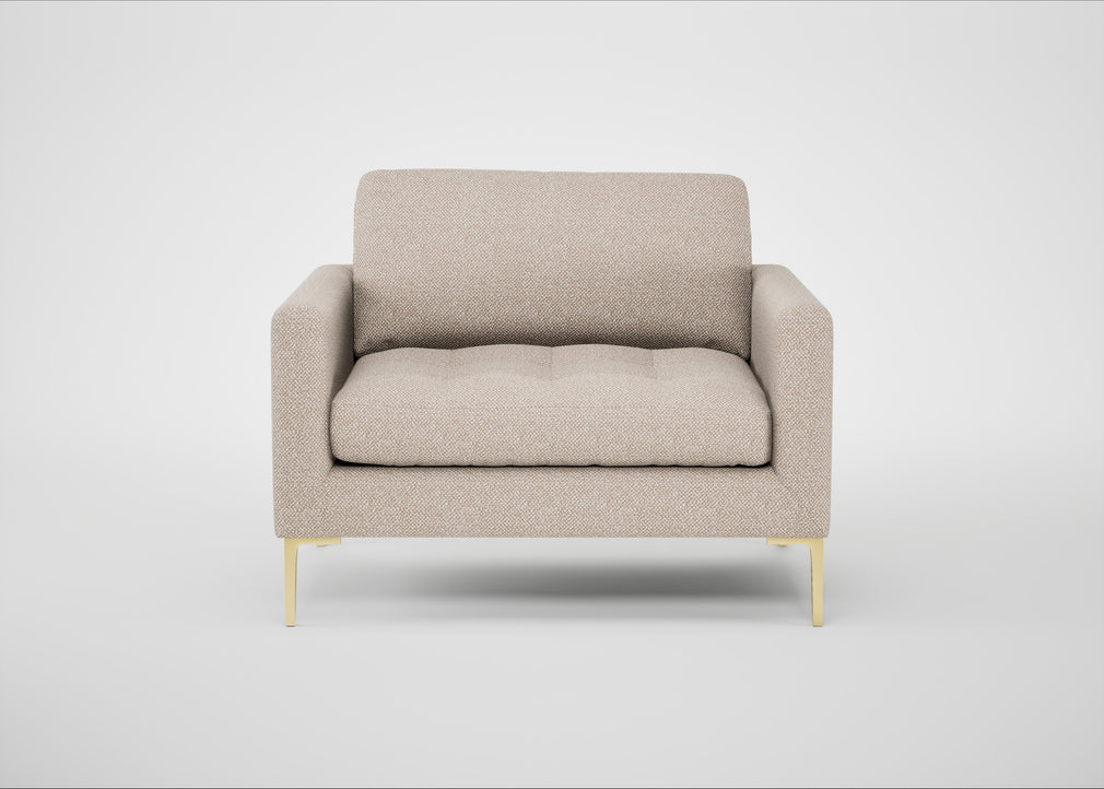 Eton Loveseat Boucle Tweed Pearl / Brass
