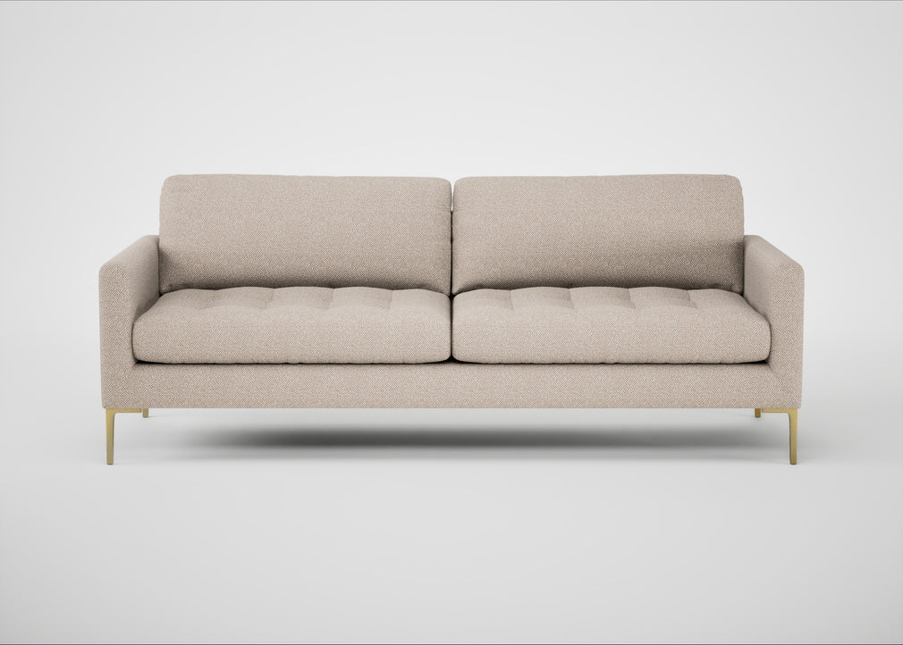 Eton 4 Seater Sofa Boucle Tweed Pearl / Brass