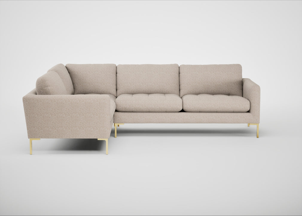 Eton Left Hand Facing Corner Sofa Boucle Tweed Pearl / Brass