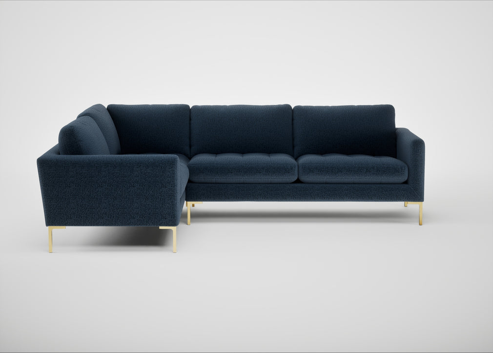 Eton Left Hand Facing Corner Sofa Boucle Velvet Space / Brass