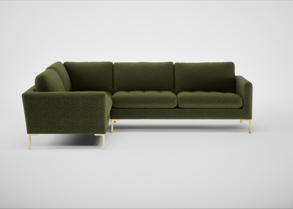 Eton Left Hand Facing Corner Sofa Boucle Velvet Wilder / Brass