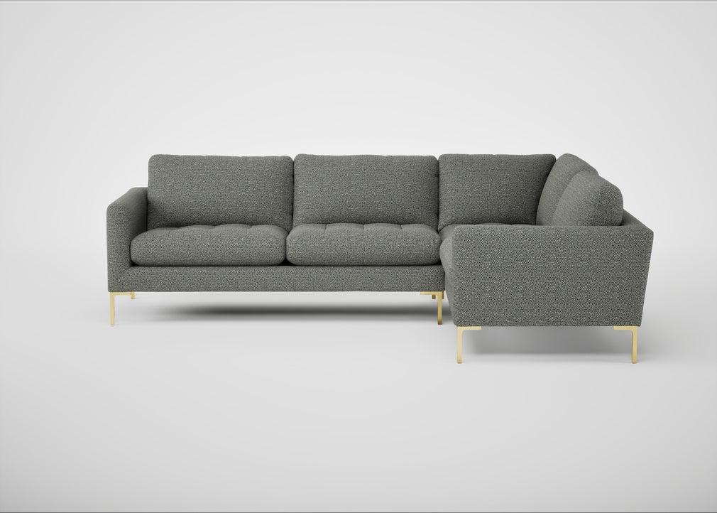 Eton Right Hand Facing Corner Sofa Boucle Tweed Lapis / Brass