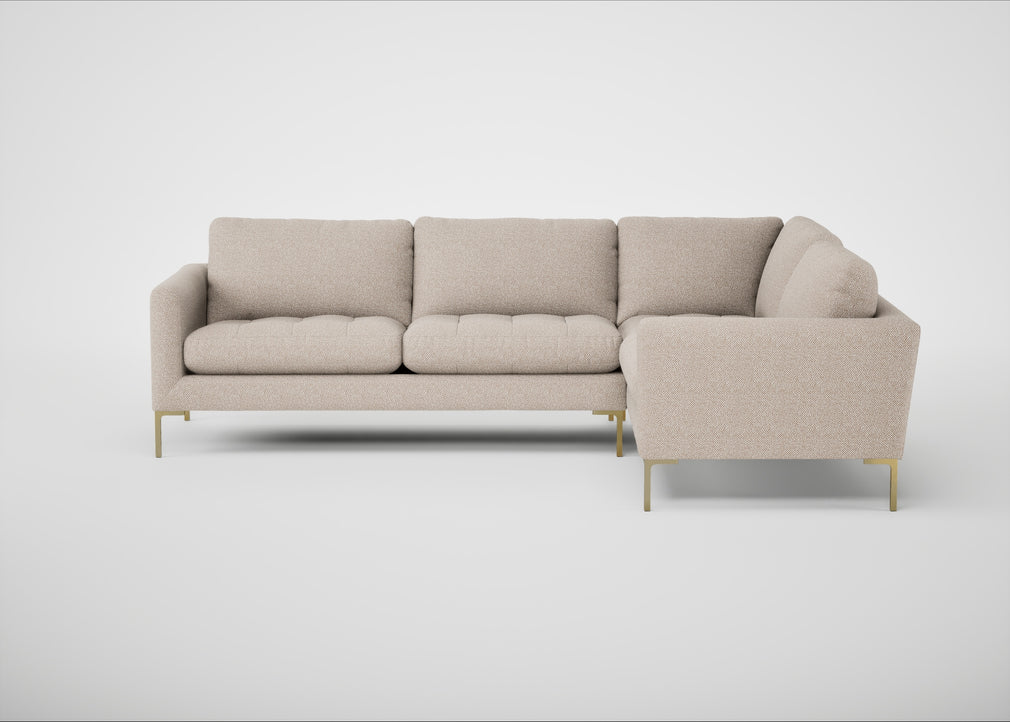 Eton Right Hand Facing Corner Sofa Boucle Tweed Pearl / Brass