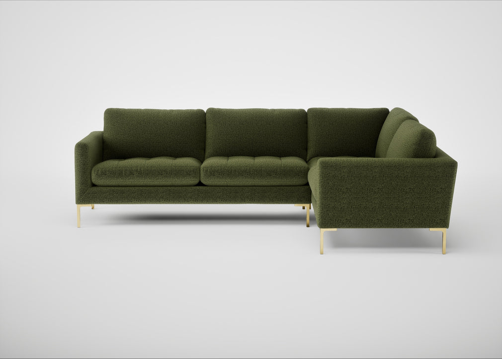 Eton Right Hand Facing Corner Sofa Boucle Velvet Wilder / Brass