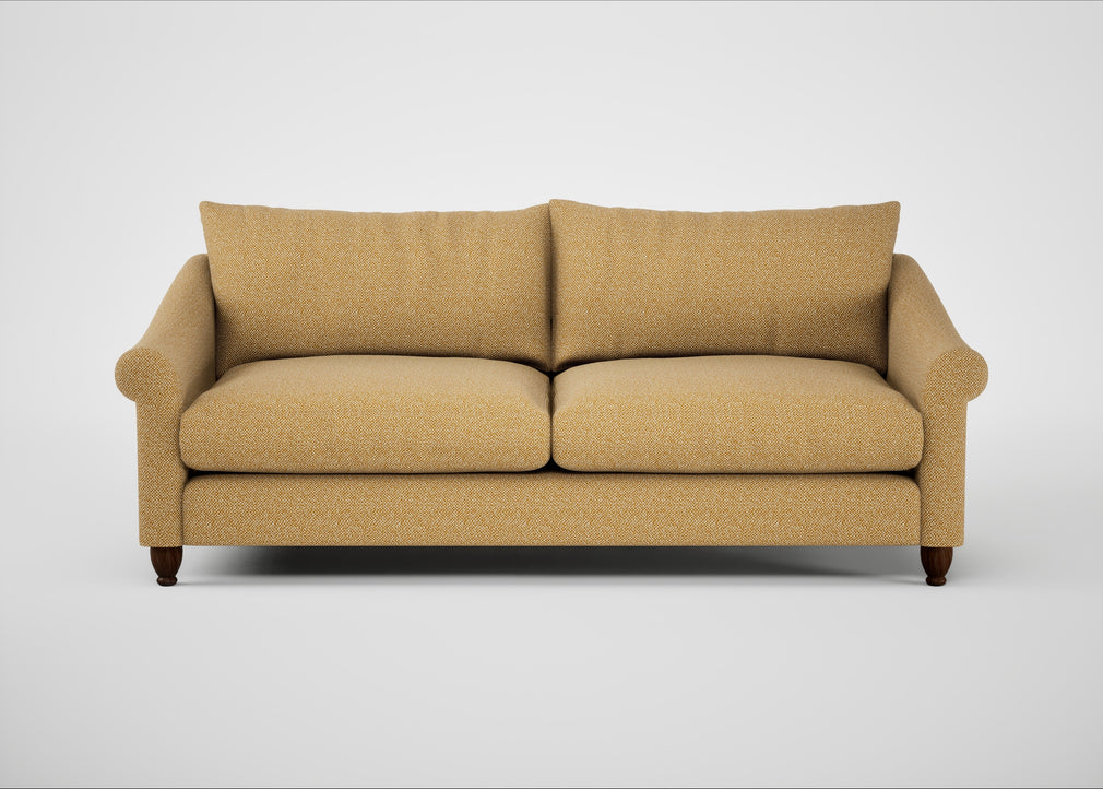 Devon 4 Seater Sofa Boucle Tweed Citrine / Walnut Stained