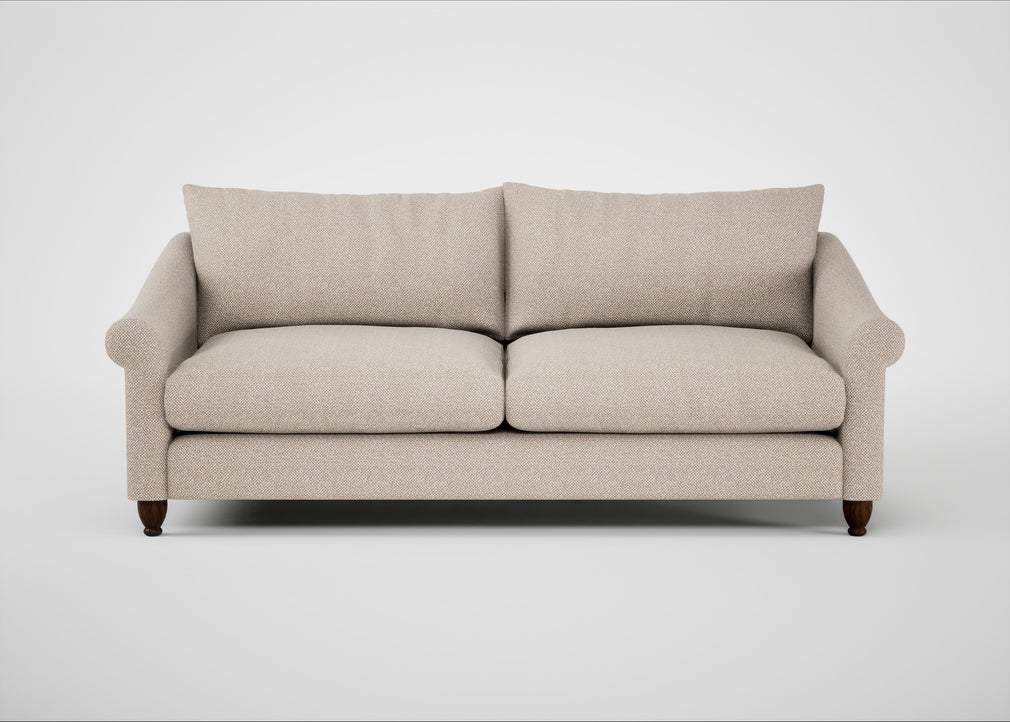 Devon 4 Seater Sofa Boucle Tweed Pearl / Walnut Stained