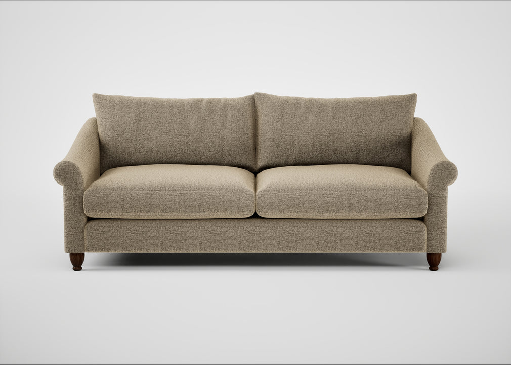 Devon 4 Seater Sofa Boucle Velvet Rocky / Walnut Stained