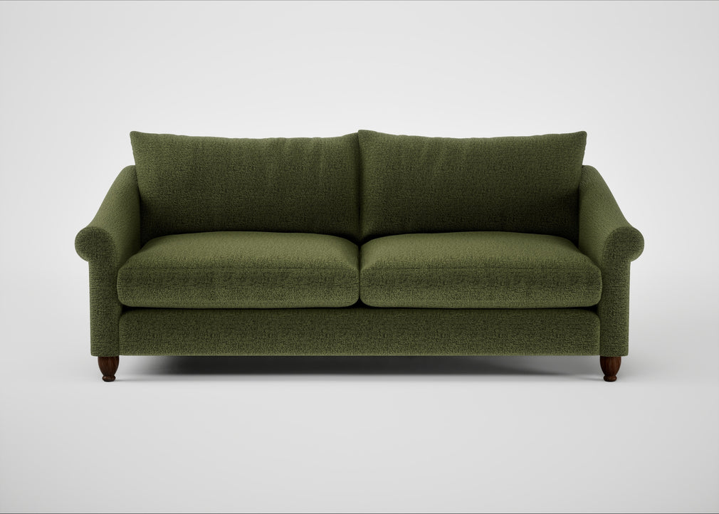 Devon 4 Seater Sofa Boucle Velvet Wilder / Walnut Stained
