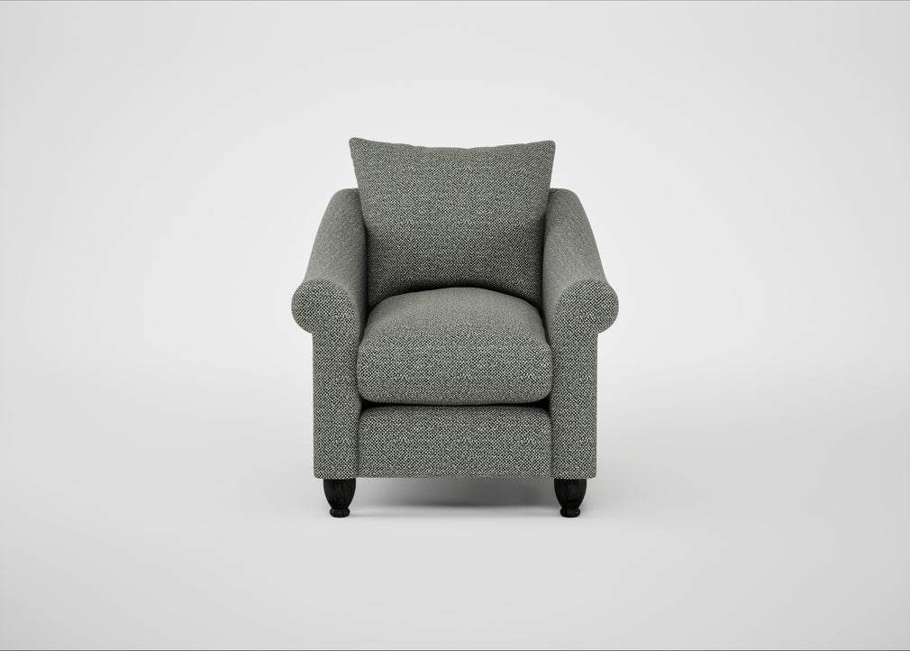 Devon Armchair Boucle Tweed Lapis / Black