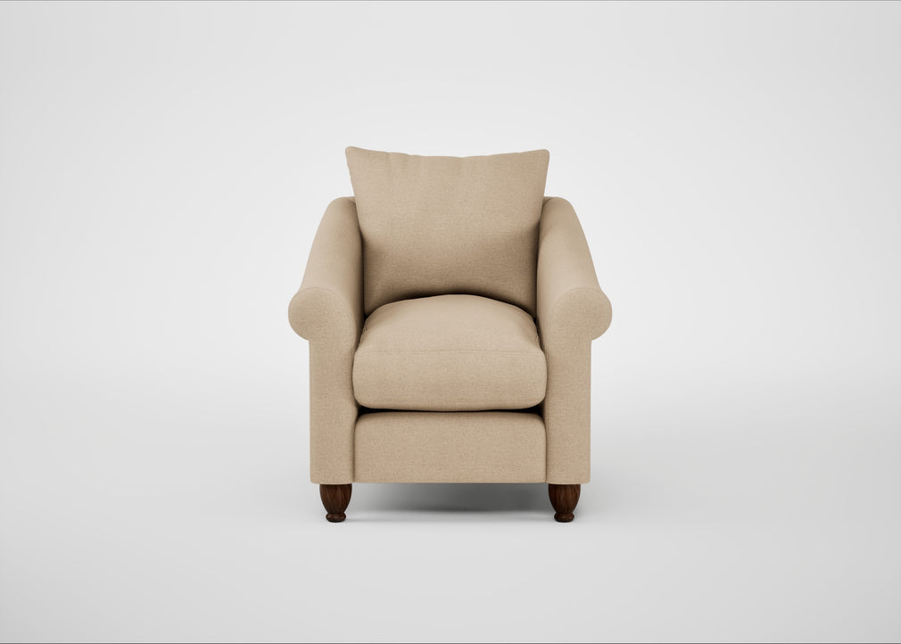 Devon Armchair Capelo Linen-Cotton Bamboo / Walnut Stained