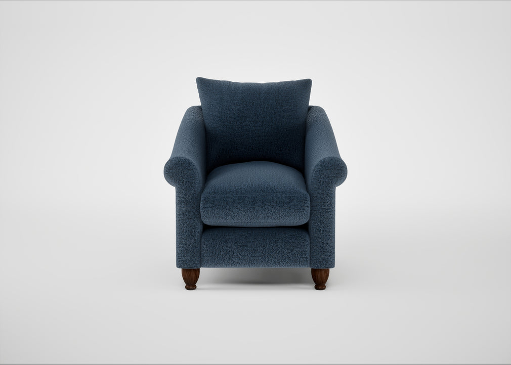 Devon Armchair Boucle Velvet Space / Walnut Stained