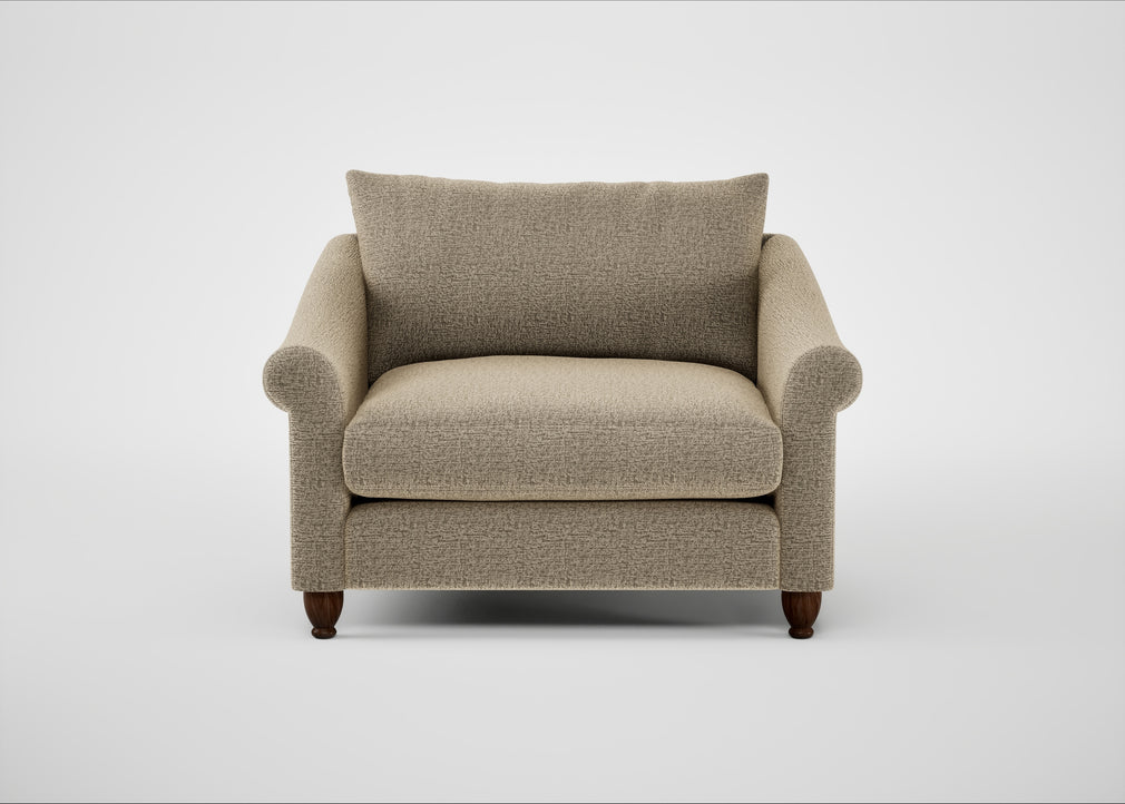 Devon Loveseat Boucle Velvet Rocky / Walnut Stained