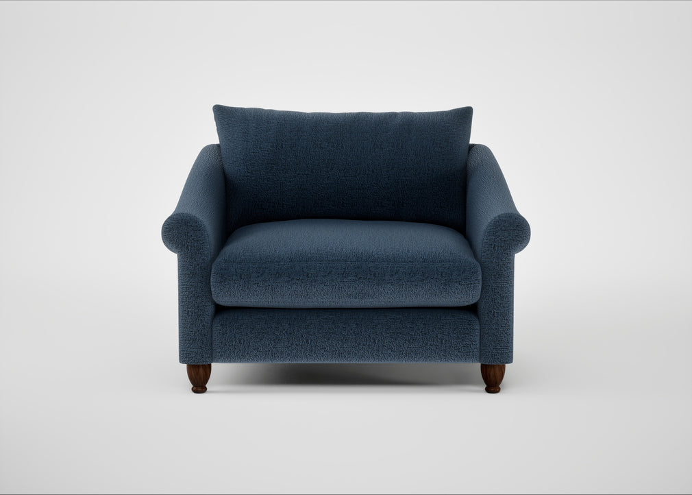 Devon Loveseat Boucle Velvet Space / Walnut Stained