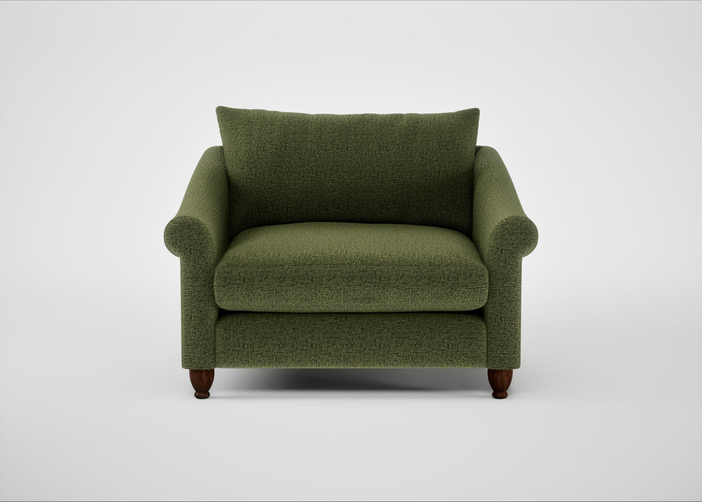 Devon Loveseat Boucle Velvet Wilder / Walnut Stained