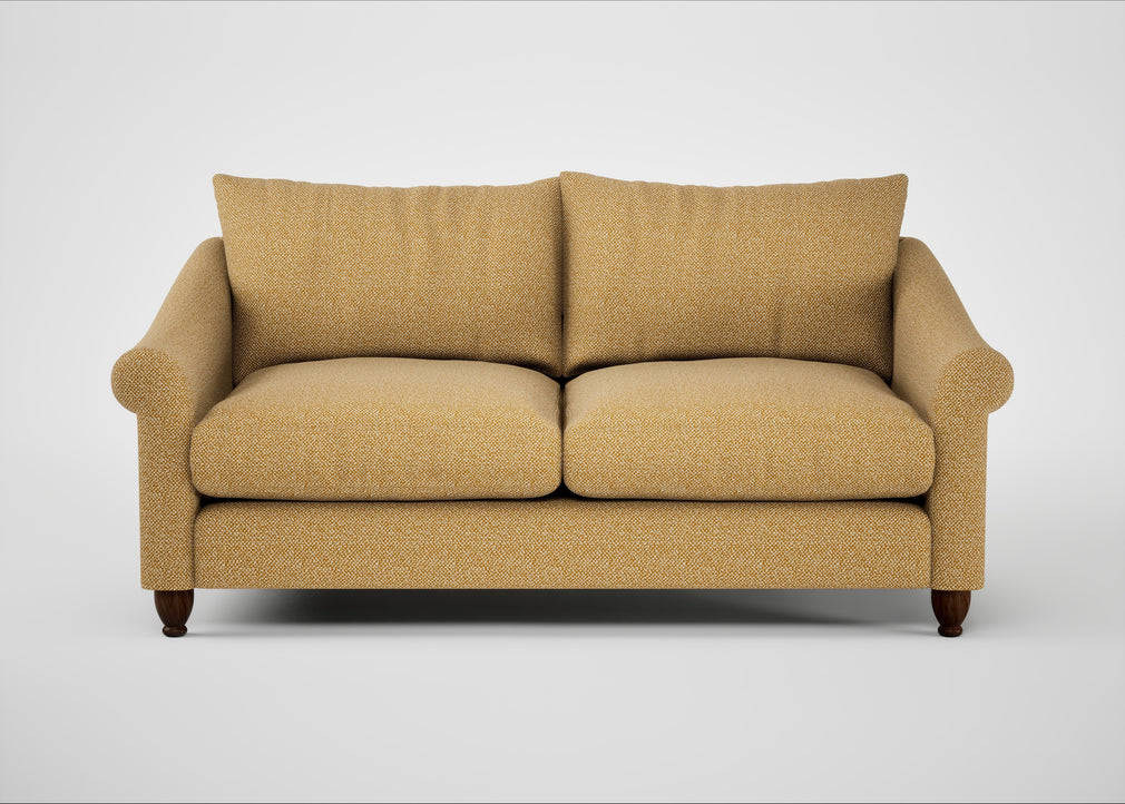 Devon 3 Seater Sofa Boucle Tweed Citrine / Walnut Stained