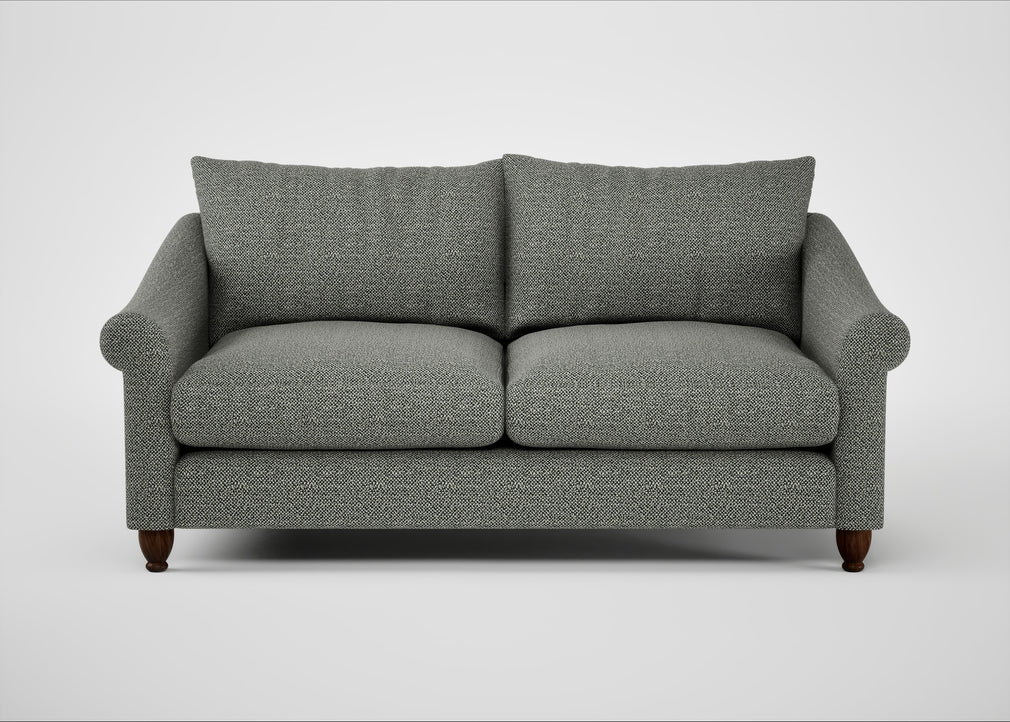 Devon 3 Seater Sofa Boucle Tweed Lapis / Walnut Stained