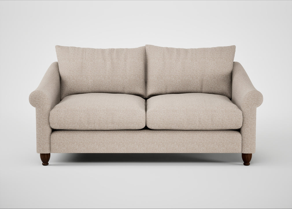 Devon 3 Seater Sofa Boucle Tweed Pearl / Walnut Stained