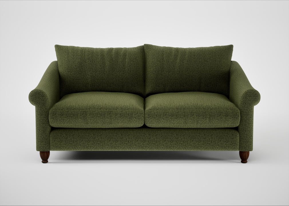 Devon 3 Seater Sofa Boucle Velvet Wilder / Walnut Stained
