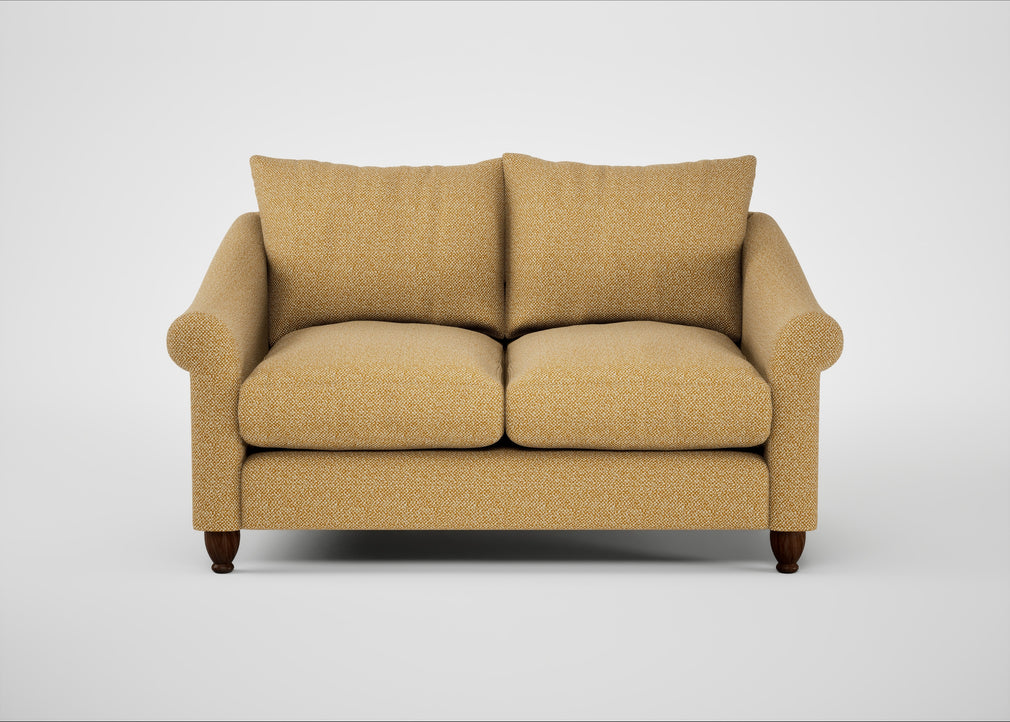 Devon 2 Seater Sofa Boucle Tweed Citrine / Walnut Stained