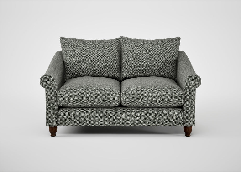 Devon 2 Seater Sofa Boucle Tweed Lapis / Walnut Stained