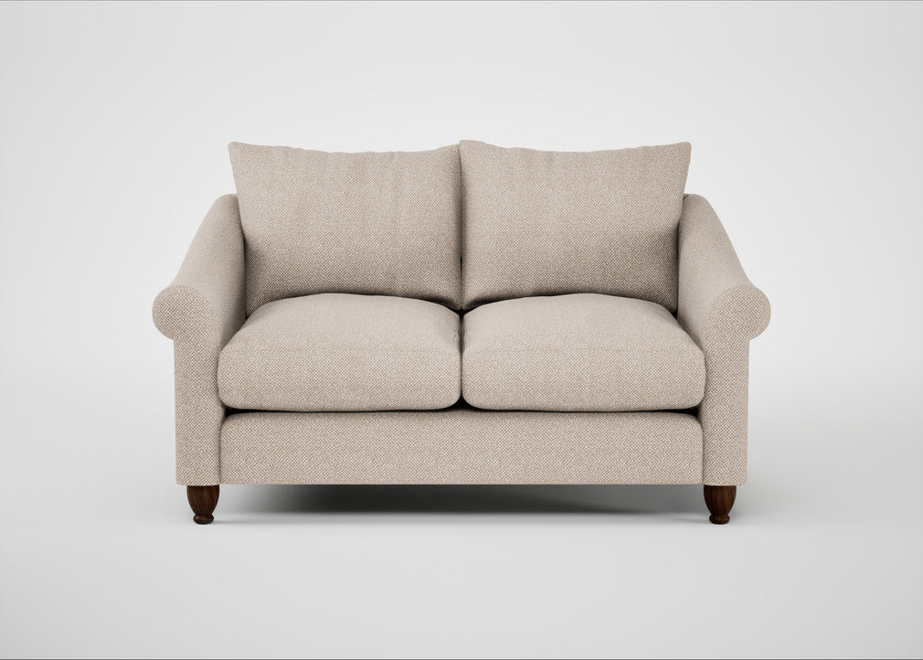 Devon 2 Seater Sofa Boucle Tweed Pearl / Walnut Stained