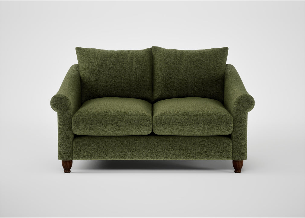 Devon 2 Seater Sofa Boucle Velvet Wilder / Walnut Stained