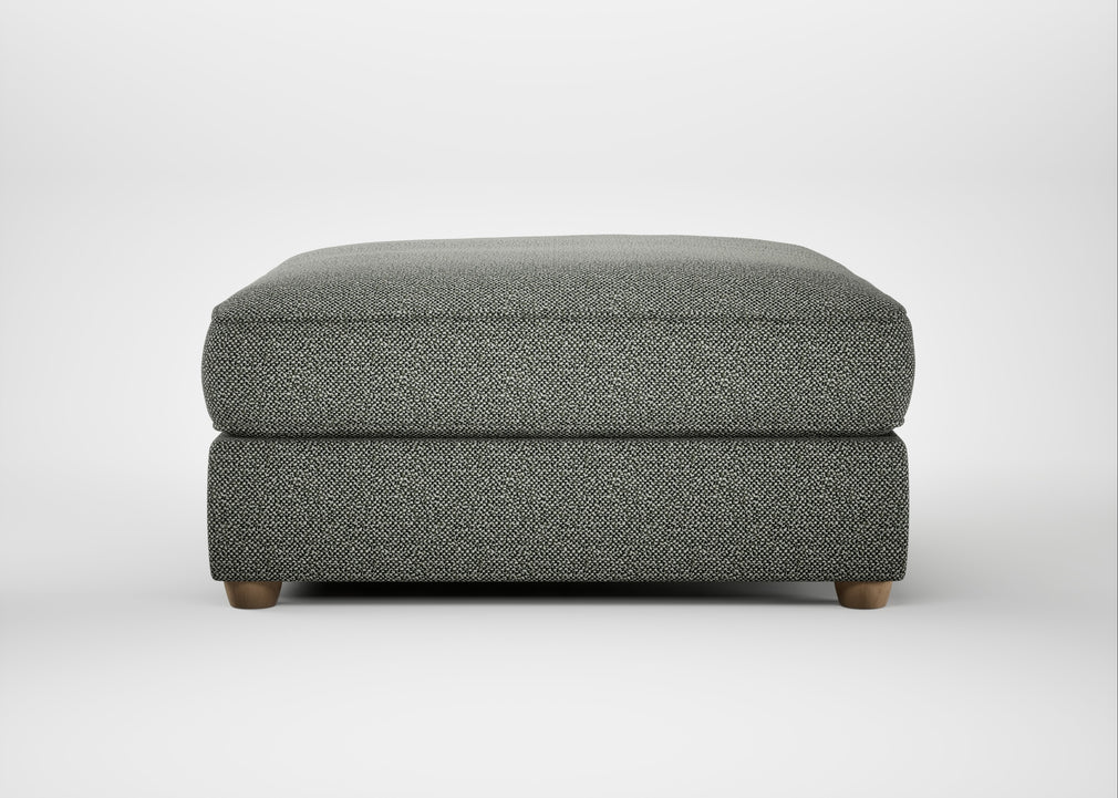 Tailor Square Footstool Boucle Tweed Lapis / Natural