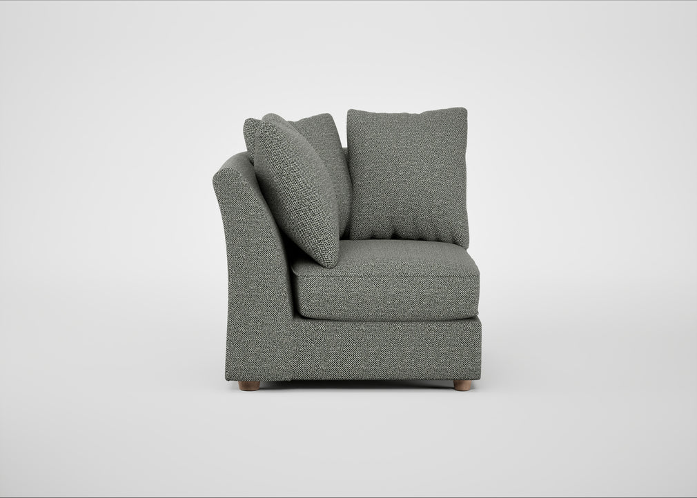 Tailor Curved Left Hand Facing Corner Unit Boucle Tweed Lapis / Natural