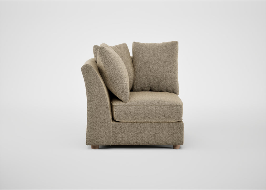 Tailor Curved Left Hand Facing Corner Unit Boucle Velvet Rocky / Natural