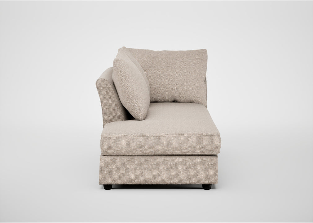 Tailor Left Hand Facing Chaise Unit Boucle Tweed Pearl / Black