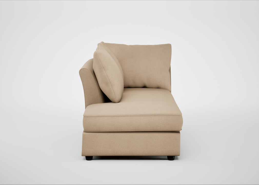 Tailor Left Hand Facing Chaise Unit Capelo Linen-Cotton Bamboo / Black
