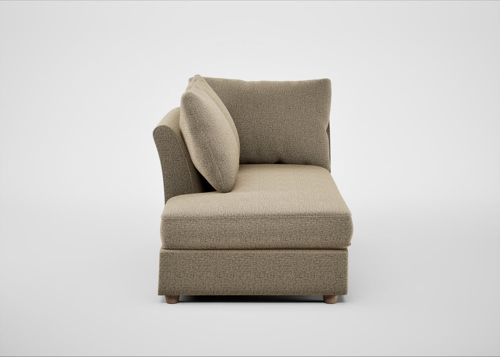 Tailor Left Hand Facing Chaise Unit Boucle Velvet Rocky / Natural