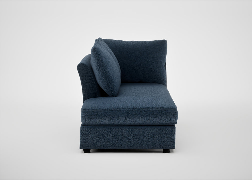 Tailor Left Hand Facing Chaise Unit Boucle Velvet Space / Black