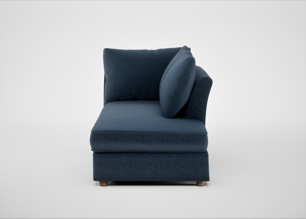 Tailor Right Hand Facing Chaise Unit Boucle Velvet Space / Natural