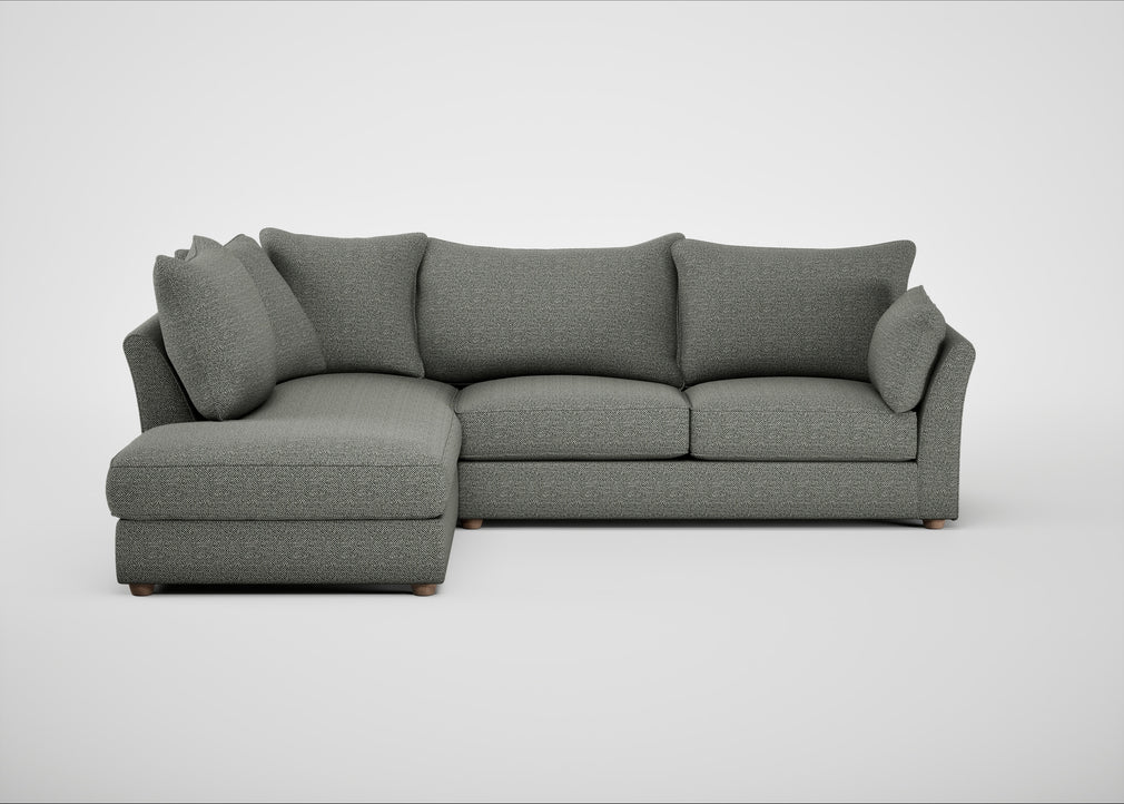 Tailor Left Hand Facing Corner Sofa Boucle Tweed Lapis / Natural