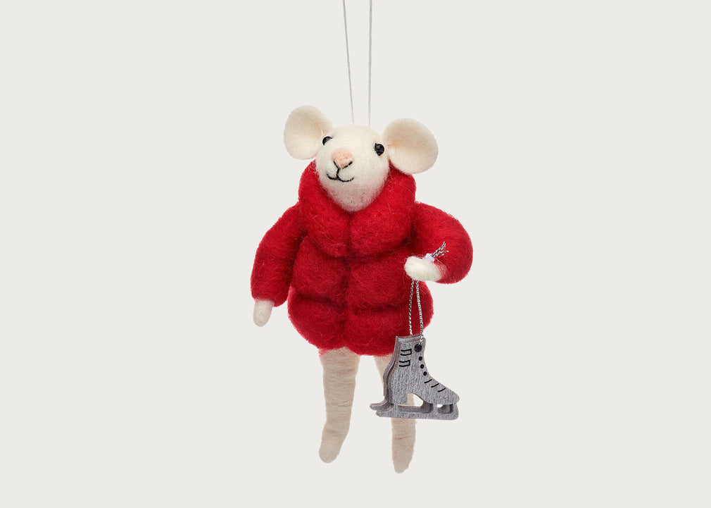 Mouse with Skates & Jacket Felt Decoration