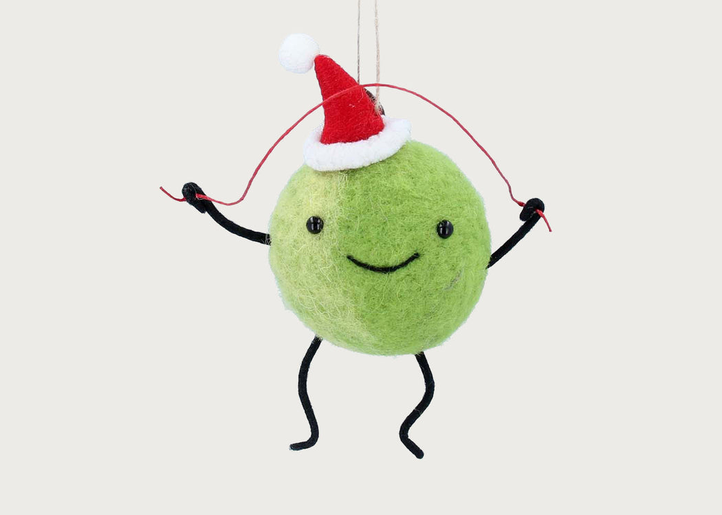 Skipping Sprout with Santa Hat Decoration